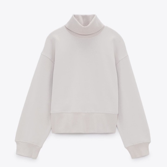 Zara Tops - Zara Pale Grey Turtleneck Sweatshirt